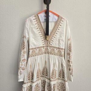 INTERMIX Cream and Brown Mini Dress